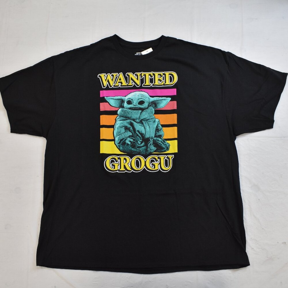Star Wars Mens The Mandalorian Grogu Baby Yoda Wanted Black Shirt New 3XL